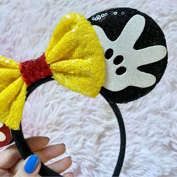 Disney Sequins Black & Yellow Mickey Mouse Ears Headband - Picture 3 of 4